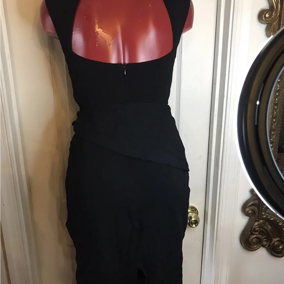 Anthropologie MAPLE Some Odd Rubies Black Drape Dress Size 2- Lined Peplum - Picture 4 of 12